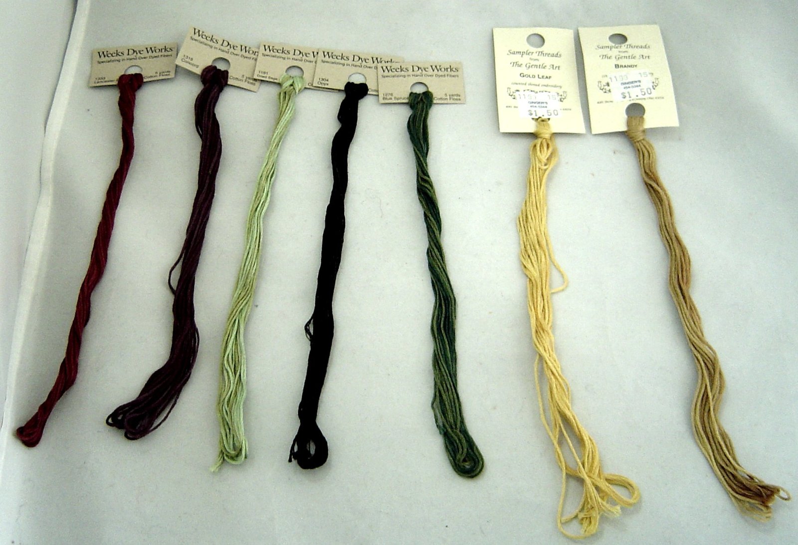  Weeks Dye Works Lot of 7 Hand dyed Cotton Floss 6 Strand 5 yds - $19.99