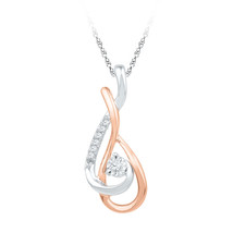 Ladies 10k Gold Two-tone Pear Tear Diamond Fashion Charm Pendant 1/10 CT - £140.99 GBP