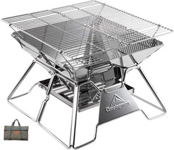 Campingmoon Stainless Steel Foldable Camping Grills Portable Wood Burnin... - £47.34 GBP