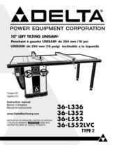 Delta 36-L336 L352 L552 L552LVC 10" Left Tilting Unisaw Instruction Manual - £15.54 GBP