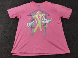 Vintage Hanes Heavyweight 50/50 T Shirt Women Large Pink Yes I Can Singl... - £21.69 GBP