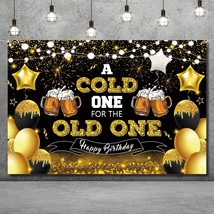 Beer Party Decorations,Black And Gold Happy Birthday Backdrop For Men A Cold One - £18.93 GBP