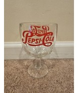 Vintage Pepsi Cola Goblet, Clear/Red Text, 6&#39;&#39; Tall/3.75&#39;&#39; Diameter - $9.49