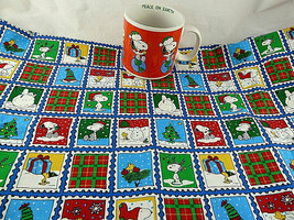 Peanuts Snoopy Christmas Willits Mug + Fabric 45W X 53&quot; Long  - $25.73