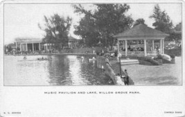 Music Pavilion &amp; Lake Willow Grove Amusement Park PA 1907c postcard - £5.53 GBP