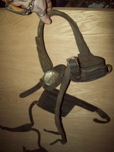 Vintage old primitive horse reins halter bits blinkers decor only worn l... - $45.00