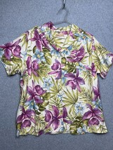 Kate Hill Silk Hawaiian Shirt Floral Button Up Short Sleeve Women Plus Size 1X - £21.91 GBP