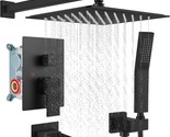 Cinwiny Matte Black Bathroom Shower System 10 Inch Rainfall Shower Head ... - $193.97
