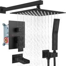 Cinwiny Matte Black Bathroom Shower System 10 Inch Rainfall Shower Head With - £153.25 GBP