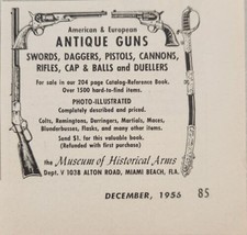 1956 Print Ad Museum of Historical Arms Antique Guns,Swords Miami Beach,Forida - £5.49 GBP