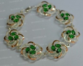 5.10CT Oval Simulated Emerald Gold Plated 925Silver Women&#39;s Tennis Bracelet - £167.20 GBP