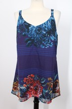 Cabi M Blue Purple Geometric Floral Artist Cami Tank Top 3434 - £20.14 GBP