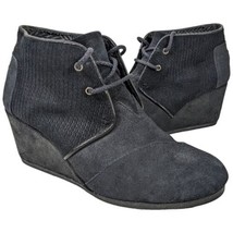 Toms Black Suede Wedge Booties Ankle Boots Womens Size 9 300415 Shoes - $35.64