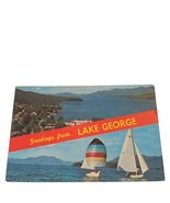Postcard Greetings From Lake George New York Sailboat Aerial View Chrome... - £6.71 GBP