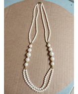 Vintage Faux Pearl Necklace Approx. 14 &quot; Gold Tone EUC - $11.60 CAD