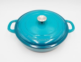 Tramontina Braising Pan 4Qt Round Enameled Cast Iron Teal Green Built-In... - £45.99 GBP