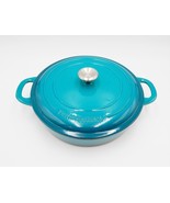 Tramontina Braising Pan 4Qt Round Enameled Cast Iron Teal Green Built-In... - $59.99