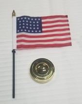 USA 32 Stars Original Official State Flag 4&quot;x6&quot; Desk Set with Gold Base  - $28.88