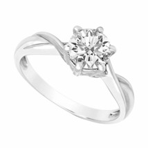 14K Solid White Gold Brilliant Round Diamond Solitaire Engagement Promise Ring - £180.05 GBP