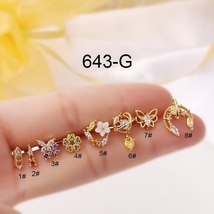 2022 New 1Pcs 316L Surgical Stainless Steel Screw Nose Studs Fashion CZ Dangle I - £9.64 GBP