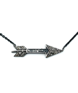 Sterling Silver 925 Italy Pave Diamond Mosaic Topaz Arrow Choker Necklac... - $75.24