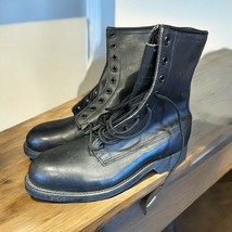 Vintage Addison Shoe Company Black Leather Steel Toe Combat Boots Size 4... - $35.73