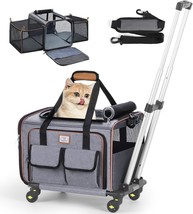 Airline Approved Cat Dog Carrier With Wheels Expandable Rolling Pet Carr... - $67.99