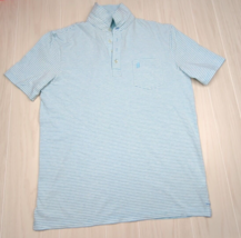 Johnnie-O Men&#39;s Hangin&#39; Out Polo Shirt Blue White Striped L Large Cotton Stretch - $19.79