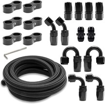 10Ft 10An Black Nylon And Stainless Steel Braided Fuel Oil Hose Fuel Line 10Pcs - £61.85 GBP