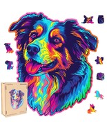 Australian Shepherd Dogs Wooden Puzzle 500pcs Stained Colorful Art Paint... - £43.27 GBP