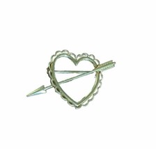 Vintage Gold Tone Heart Arrow Brooch Lapel Pin Valentine&#39;s Day Signed vtd - £5.85 GBP