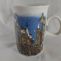 Vintage Dunoon Christmas Mug Village Caroling Winter Scene English stone... - $7.91