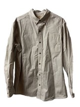 Red Head Brand Co Mens Large Tan and White Plaid Button Down Heavy Work Shirt - £12.65 GBP
