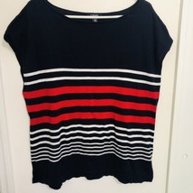Chaps Womens Top Size XL Navy Blue Red Stripe Sleeveless Summer Knit Top - £13.60 GBP