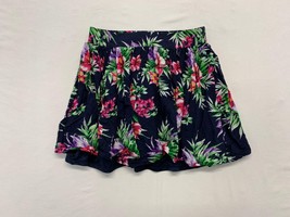 Forever 21 Mini Skirt Blue Floral Women&#39;s Medium elastic waist - $7.92