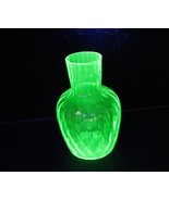 Antique Uranium Vaseline Depression Glass Vase w/ Subtle Optic Pattern - $49.99