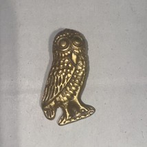 Antiqued Gold Tone Owl Brooch Pin Missing Lock Clip - $4.95