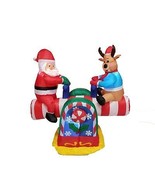 4 Foot Animated Christmas Inflatable Santa Reindeer Teeter Totter NEW De... - $104.99