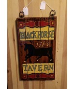 BLACK HORSE TAVERN 1783 HANDCRAFTED ~ PAINTED WOOD PLAQUE PUB SIGN ~ UNIQUE - $636.53 MXN