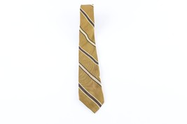 Vintage 60s 70s Rockabilly Striped Color Block Silk Neck Tie Dress Tie Gold - £15.42 GBP