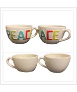 Threshold 2-Mugs PEACE Coffee Tea Stoneware Cream Café au lait Large Cup - £22.70 GBP