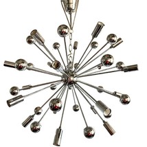 18 Light Mid Century Starburst Sputnik Chain Chandelier Modern Polished Chrome - £382.83 GBP