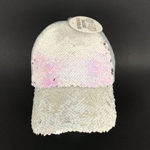 Reversible Womans Cap Adjustable Cotton Hat Casual Silver Pink Sequins - £13.64 GBP