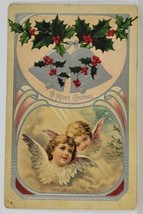 Christmas Greetings Silver Bells Lovely Cherubs c1910 Postcard S1 - £3.92 GBP