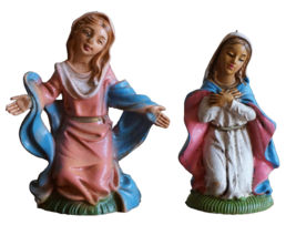 Vtg Christmas Nativity Hard Plastic Lot Italy Mary Kneeling Hand Heart 3... - $12.95