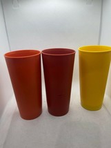 Vintage Tupperware Tumbler Cups Fall Harvest Colors Set of 3 W/O Lids #1348 - $17.81