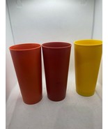 Vintage Tupperware Tumbler Cups Fall Harvest Colors Set of 3 W/O Lids #1348 - $17.81