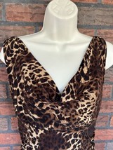 Ralph Lauren Leopard Sheath Dress Sz 6 Ruched Sides Stretch Pullover Drape Neck - £21.07 GBP