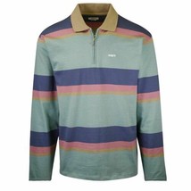 OBEY Men&#39;s Dark Pastel Striped Zip L/S Polo Shirt (S15) Size Small - £12.82 GBP