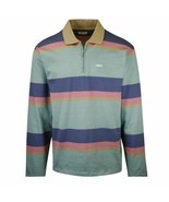 OBEY Men&#39;s Dark Pastel Striped Zip L/S Polo Shirt (S15) Size Small - £13.14 GBP